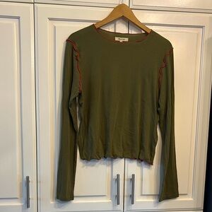 NWOT -  MADEWELL Contrast Stitch Crewneck Crop T-Shirt size Large